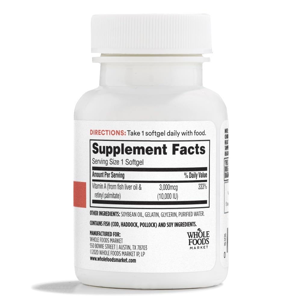365 by Whole Foods Market Vitamin A 10,000 IU - 100 Softgels - image 2