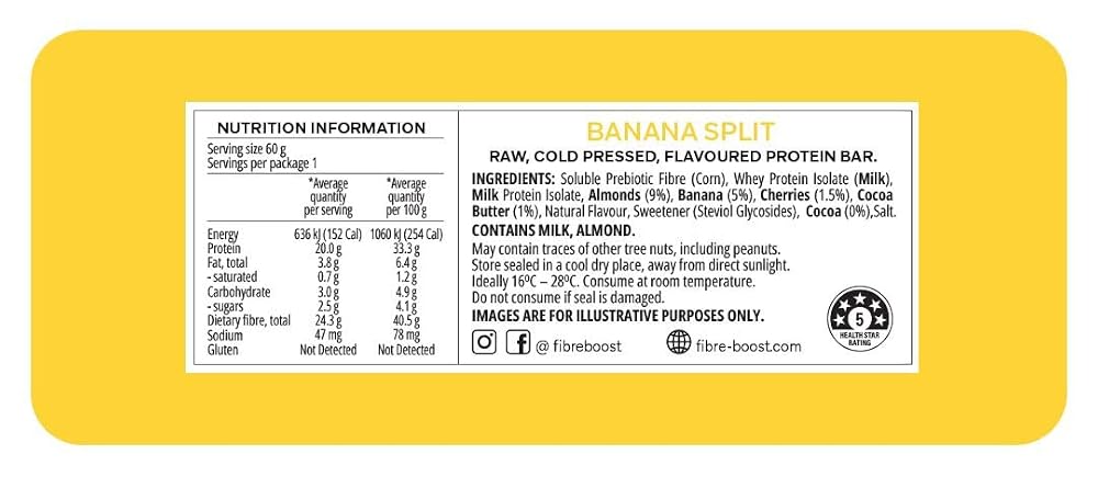 Fibre Boost Cold Pressed Banana Split Protein Bar - 12 Count - image 2