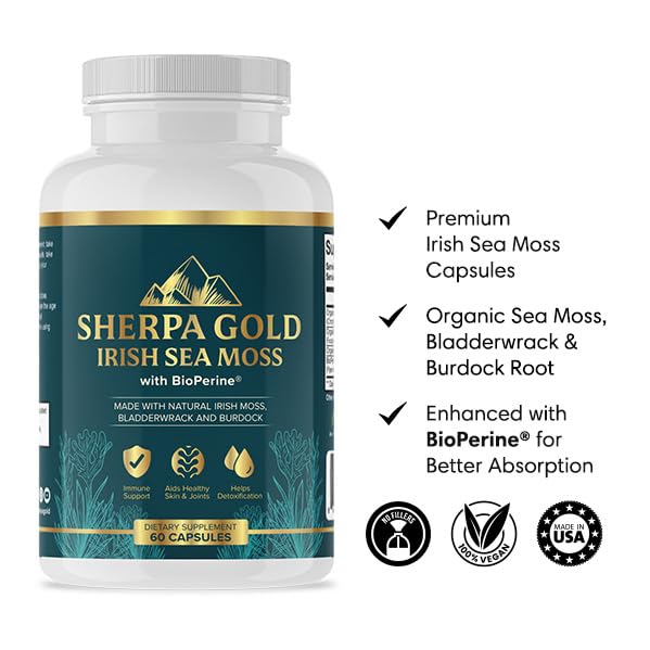 Sherpa Gold Organic Irish Sea Moss Capsules - 60 Capsules - image 5