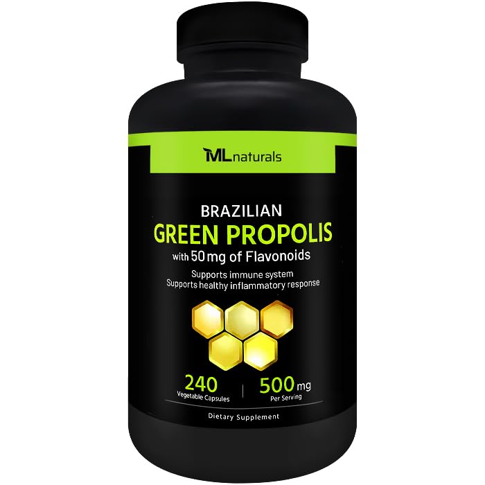 ML Naturals Brazilian Green Propolis 500mg Immune Support - 240 Capsules