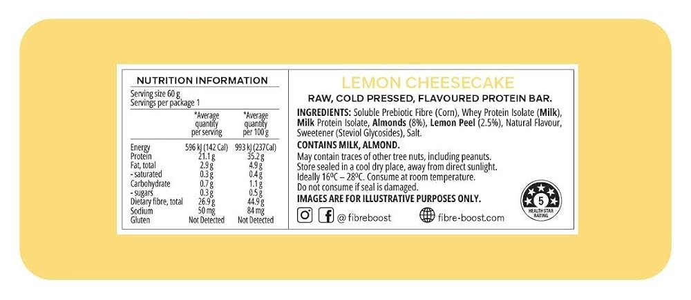 Fibre Boost Cold Pressed Lemon Cheesecake Protein Bar - 12 Count - image 2