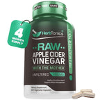 Herbtonics Raw Apple Cider Vinegar 1500mg with Mother - 240 Capsules