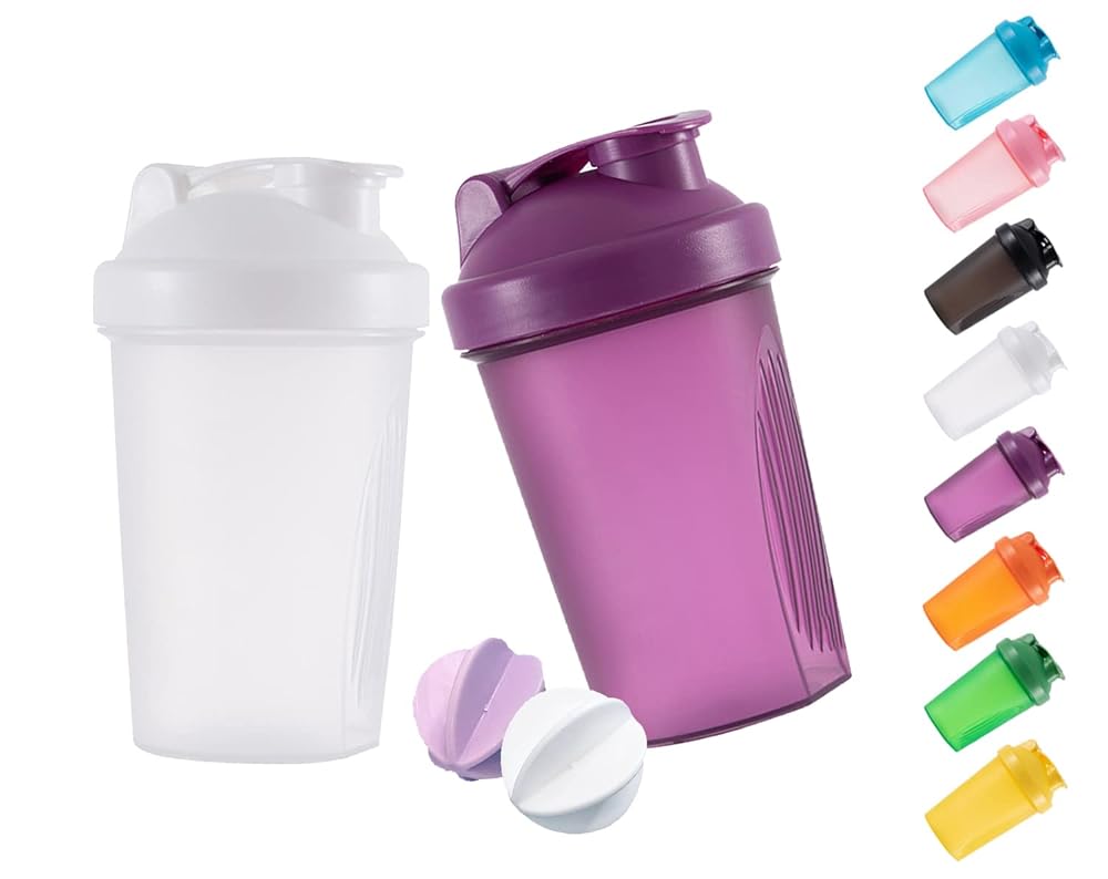ANNAKIKI Shaker Bottle with Wire Whisk Balls - 2 Pack