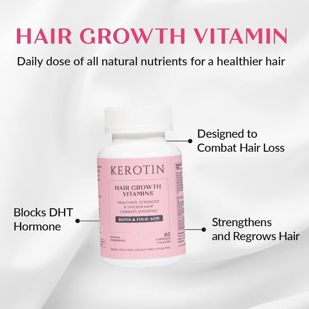 K Kerotin Hair Growth Vitamins with Biotin & Saw Palmetto - 60 Capsules - image 2