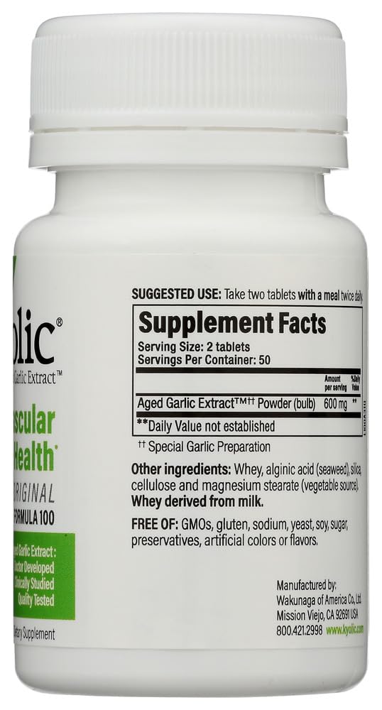Kyolic Aged Garlic Extract Cardiovascular Health Formula 100 - 100 Capsules - image 4