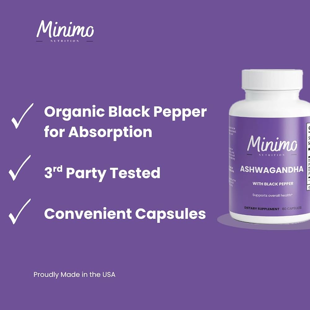Minimo Nutrition Organic Ashwagandha 1300mg - 60 Capsules - image 2
