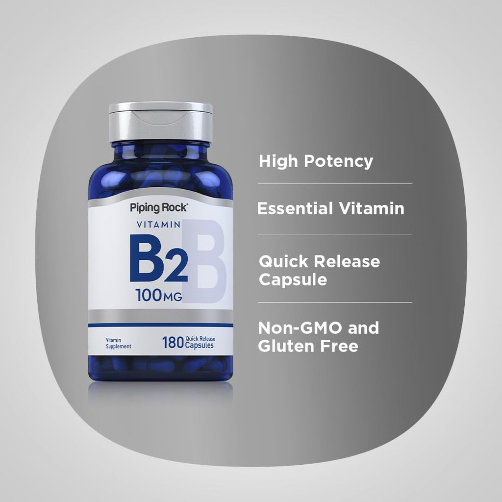 Piping Rock Vitamin B2 100mg Riboflavin - 180 Capsules - image 4