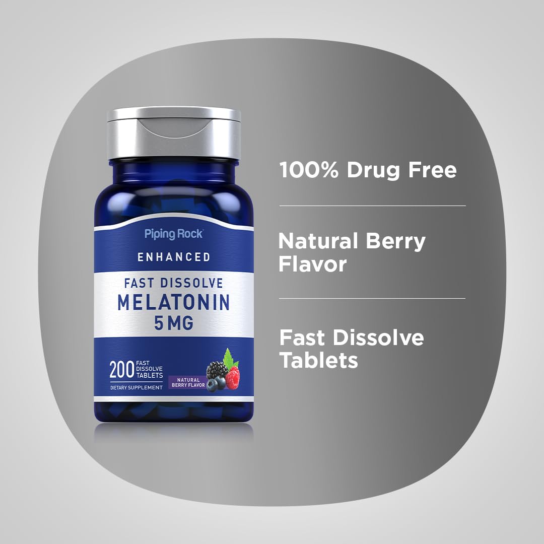 Piping Rock Melatonin 5mg - 200 Tablets - image 4