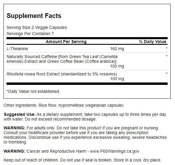 Swanson Ultra Pure Energy Herbal - 14 Vegetarian Capsules - image 2