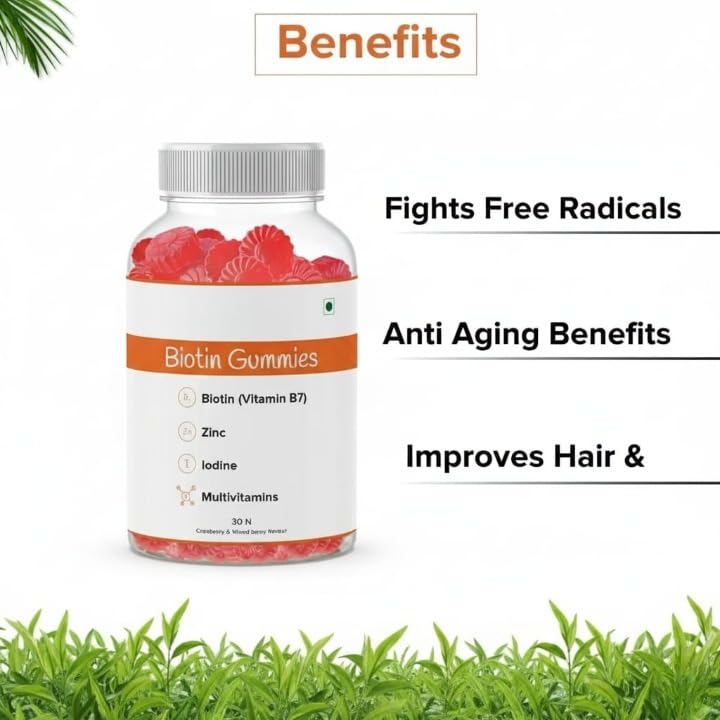 Generic GHC Biotin Hair Gummies with Vitamins A, C, E & Zinc - 30 Gummies - image 6
