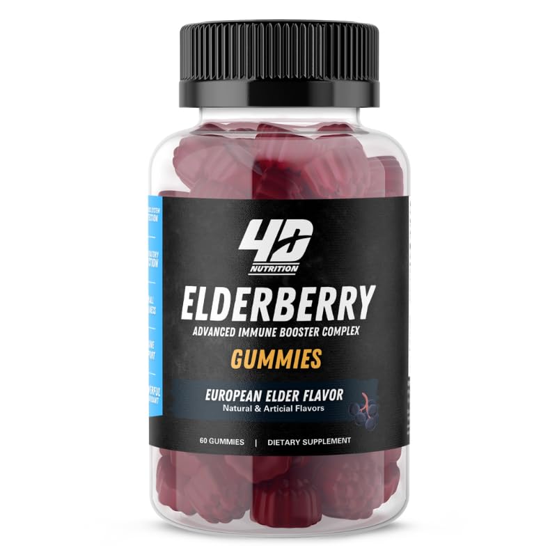4D NUTRITION Elderberry Gummies with Vitamin C and Zinc - 60 Gummies