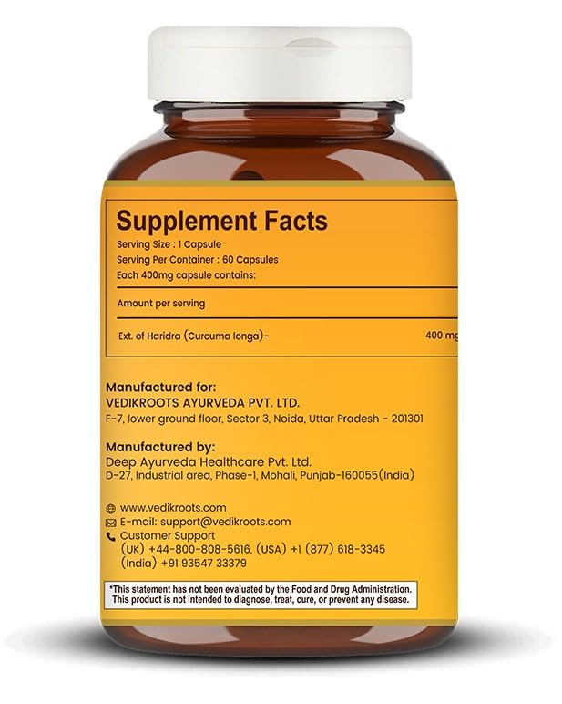 VEDIKROOTS Curcumin Capsules - Antioxidant Properties