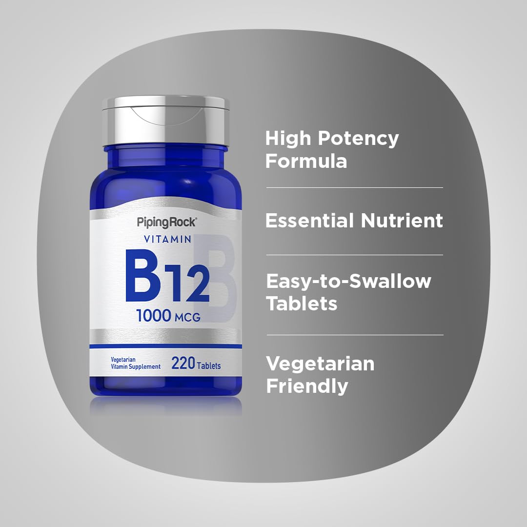 Piping Rock Vitamin B12 1000 mcg - 220 Tablets - image 4