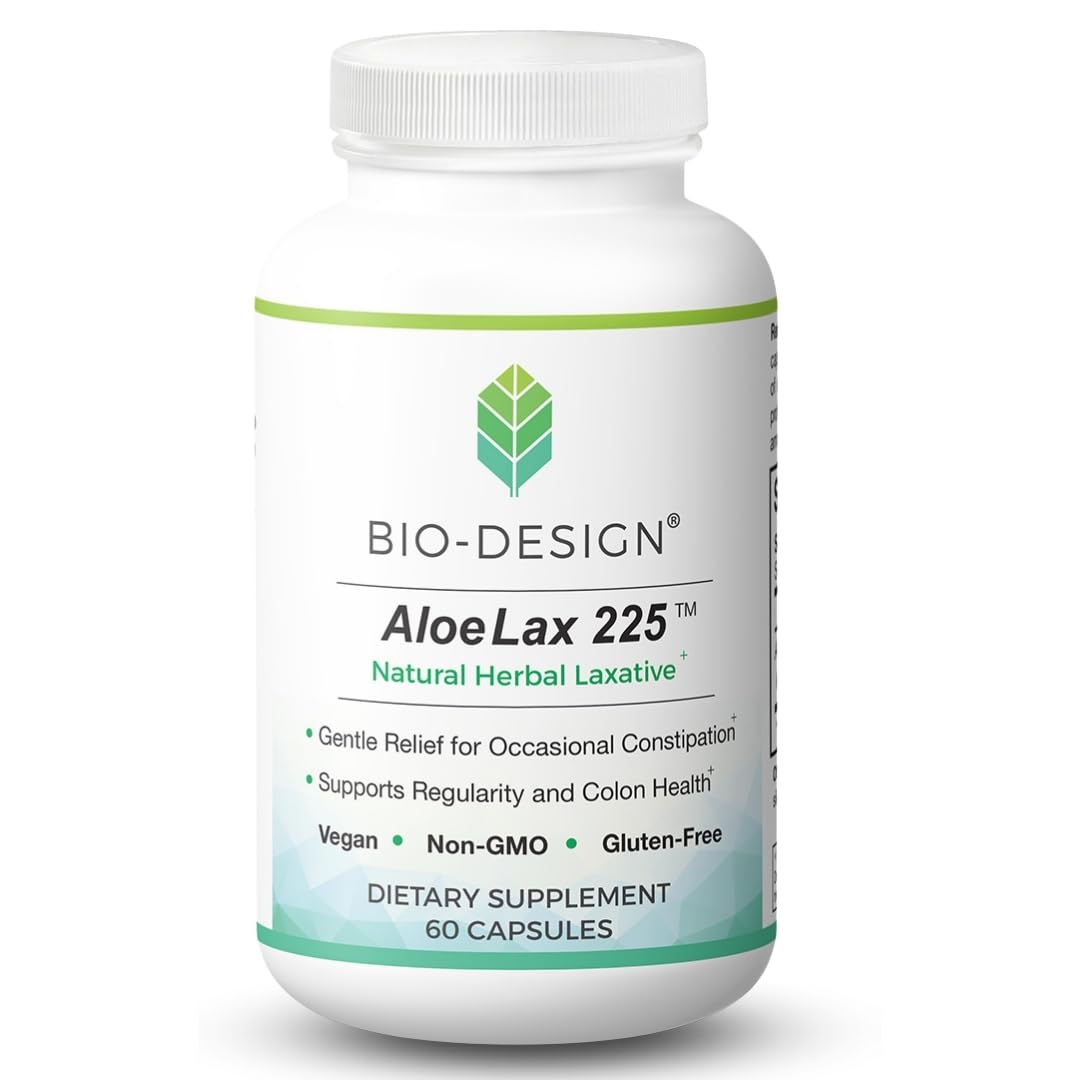 Bio-Design Aloe Lax 225 Natural Herbal Laxative - 60 Capsules