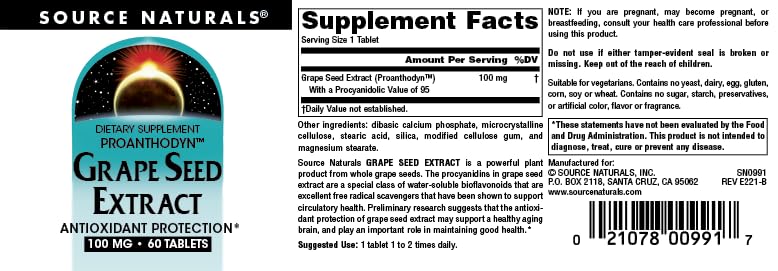 Source Naturals Grape Seed Extract 100 mg - 60 Tablets - image 5