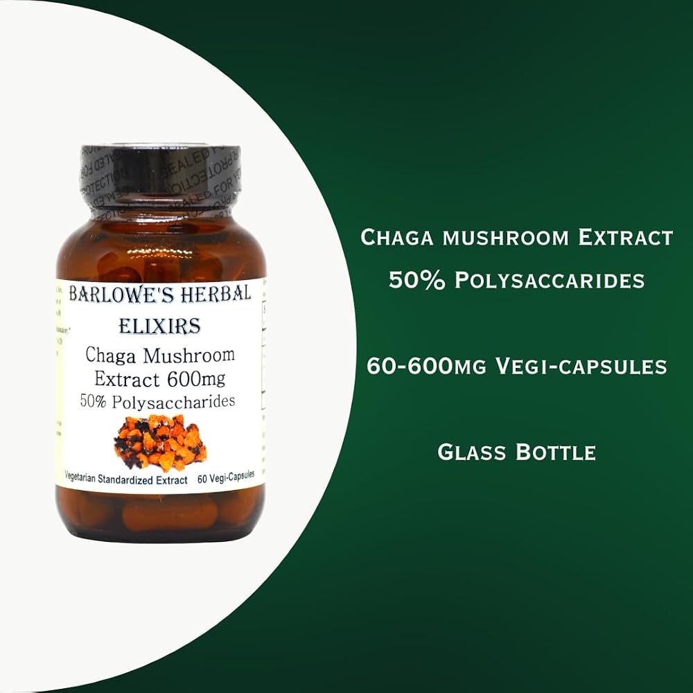 Barlowe's Herbal Elixirs Chaga Mushroom Extract - 60 Capsules - image 3