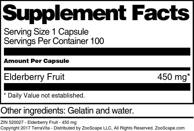 Terravita Elderberry Fruit 450 mg - 100 Capsules - image 3