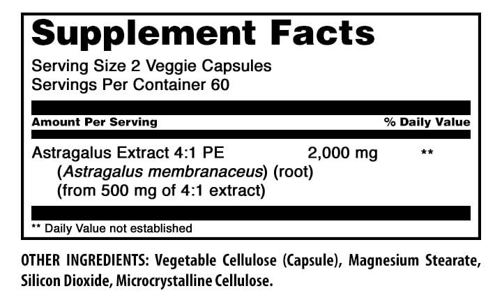 Amazing Formulas Astragalus 2000 mg Per Serving Capsules Supplement