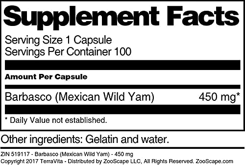 Terravita Barbasco Mexican Wild Yam 450 mg - 100 Capsules - image 4