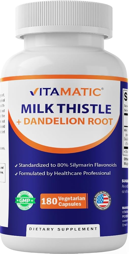 Vitamatic Milk Thistle with Dandelion Root Extract - 180 Capsules