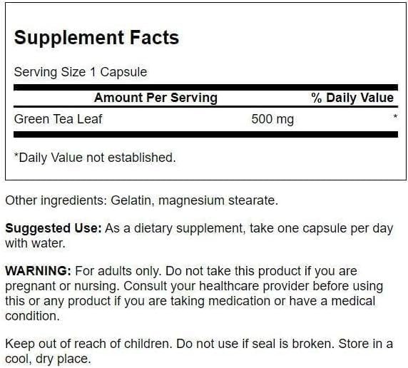 Swanson Green Tea Extract Antioxidant 500 mg - 100 Capsules - image 2