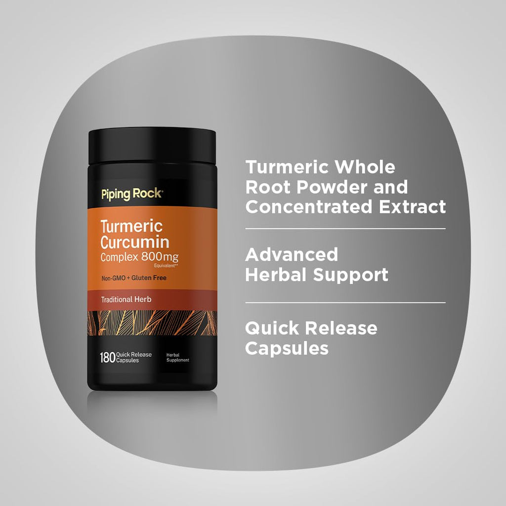 Piping Rock Turmeric Curcumin Supplement - 180 Capsules - image 4