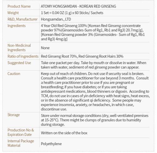 ATOMY Hongsamdan Korean Red Ginseng Immunity - 60 Sachets - image 2