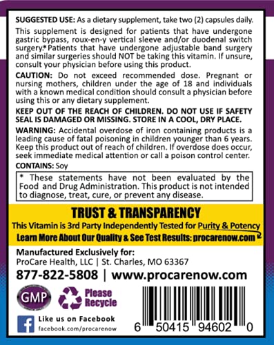 ProCare Health Core-45 + Probiotics Bariatric Multivitamin - 180 Capsules - image 5