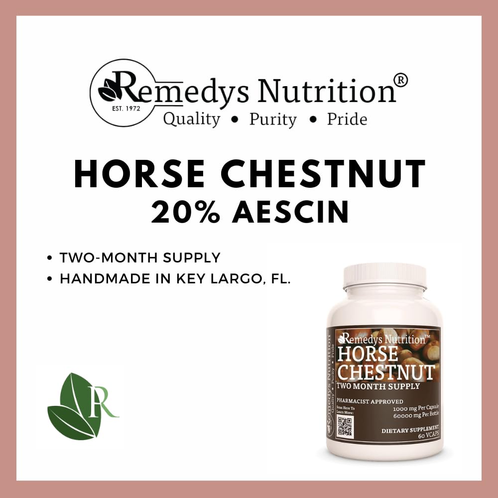 Remedy's Nutrition Horse Chestnut Extract Aescin 20% - 60 Capsules - image 3