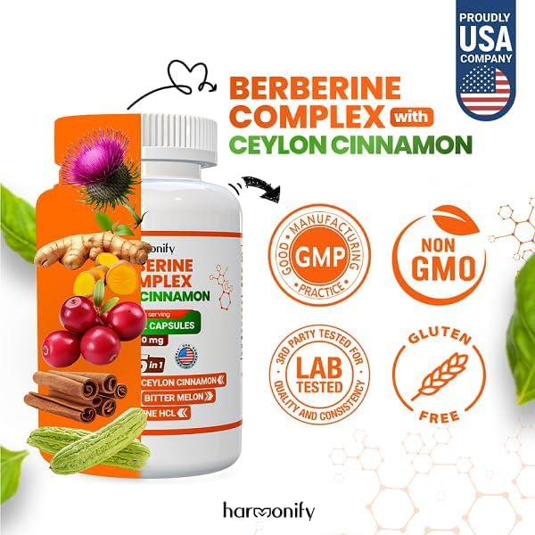 HARMONIFY Berberine Supplement with Ceylon Cinnamon - 120 Capsules - image 2