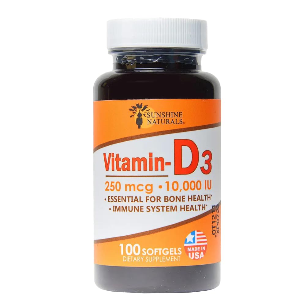 Sunshine Naturals Vitamin D3 10,000 IU - 100 Softgels