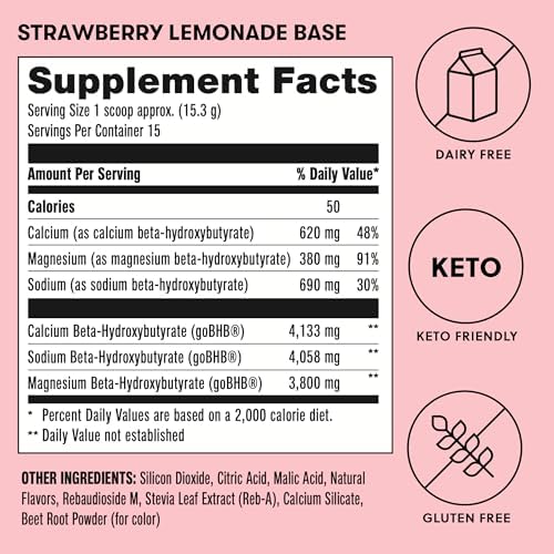 Perfect Keto Exogenous Ketones Powder Strawberry Lemonade - 8.3 oz - image 4