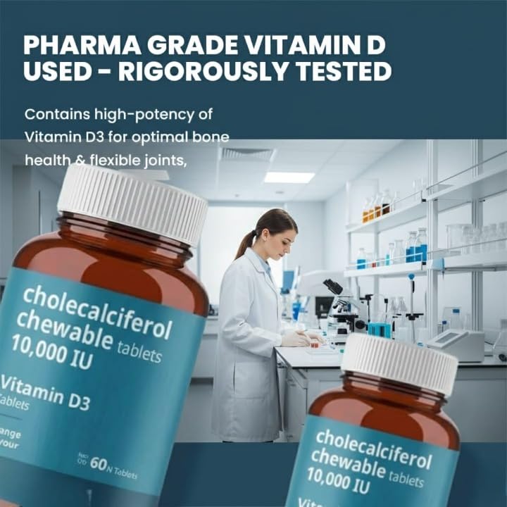 Generic Vitamin D3 10000 IU Chewable Tablets Orange Flavour - 60 Tablets - image 4