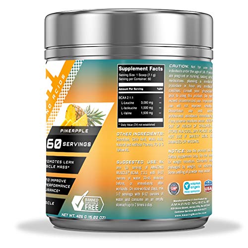 Amazing Muscle BCAA 2:1:1 Branched Chain Amino Acids - 60 Servings - image 3