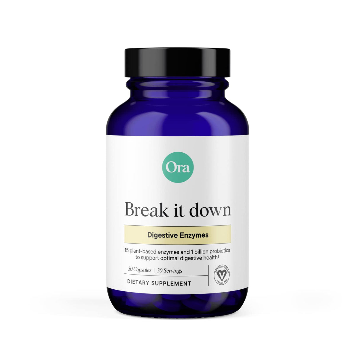 Ora Organic Multi-Enzyme Supplement with Probiotics - 30 Capsules