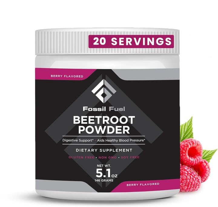 Fossil Fuel Organic Beet Root Powder for Energy & Circulation - 20 Servings