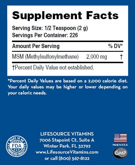 LifeSource Vitamins MSM Powder - 16 oz - image 2