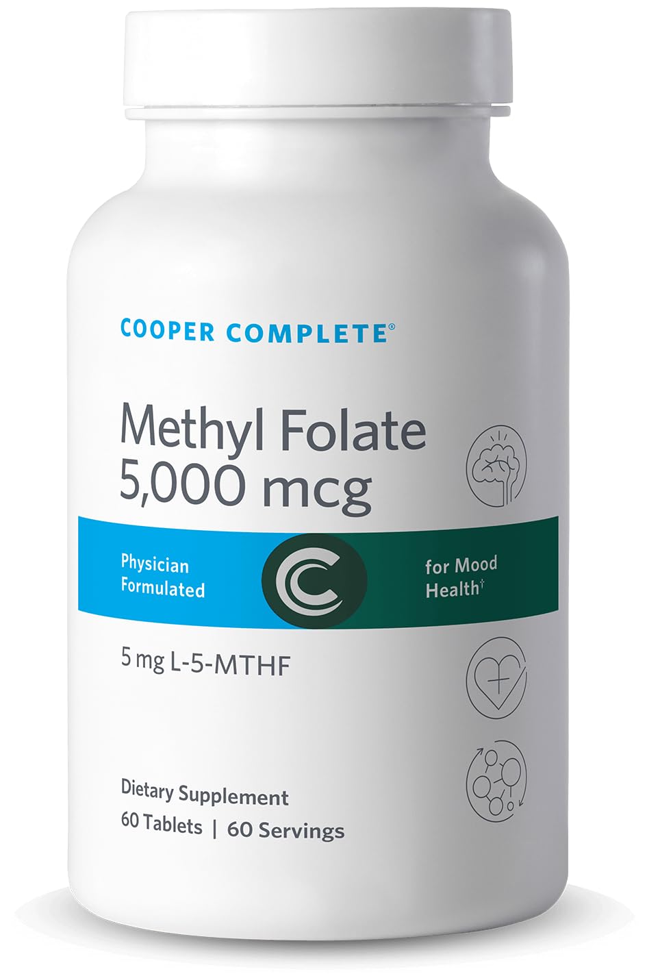 Cooper Complete L-5-MTHF Methyl Folate 5 mg Mood Support - 60 Capsules