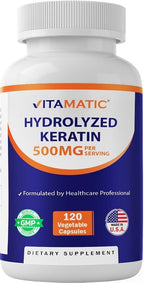 Vitamatic Hydrolyzed Keratin 500mg - 120 Vegetarian Capsules