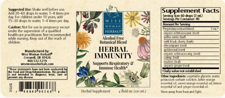 Wise Woman Herbals - Immune Glycerite - for Immune Support - Promotes