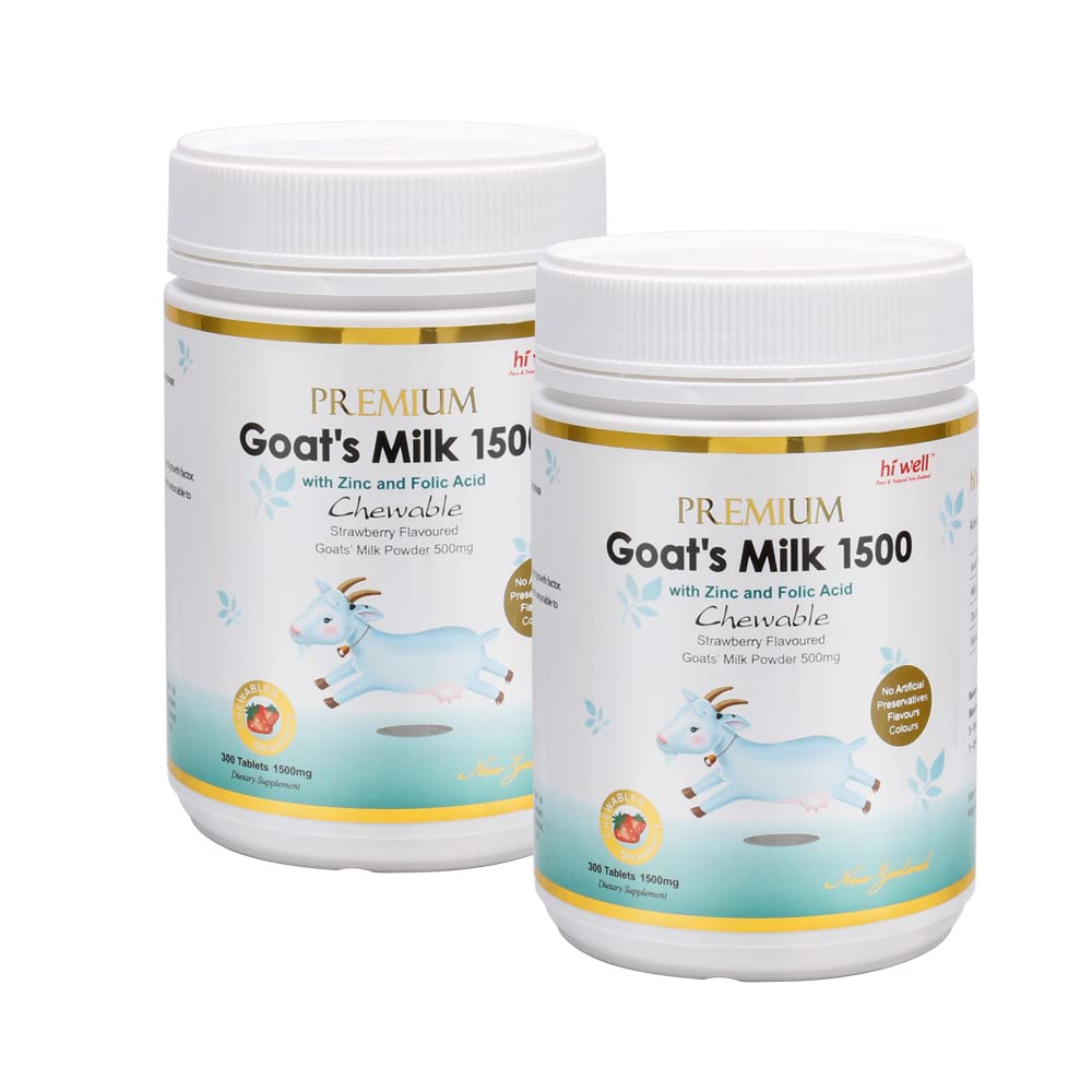 HI WELL Premium Goat's Milk 1500 Chewable Tablets - Pack of 2