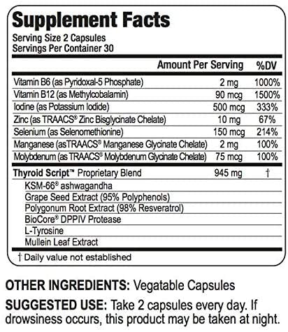 Script Essentials Thyroid Script with KSM-66 Ashwagandha - 60 Capsules - image 2