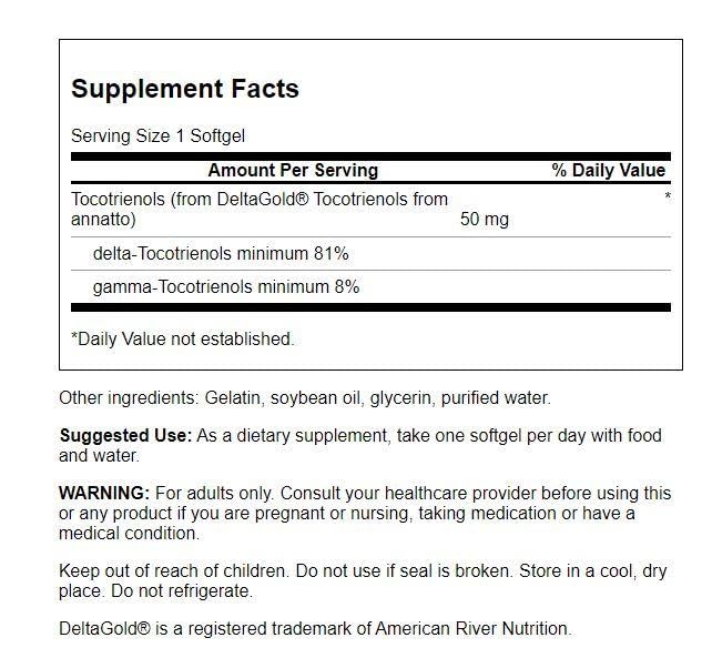 Swanson Deltagold Tocotrienols 50 mg - 180 Softgels - image 2