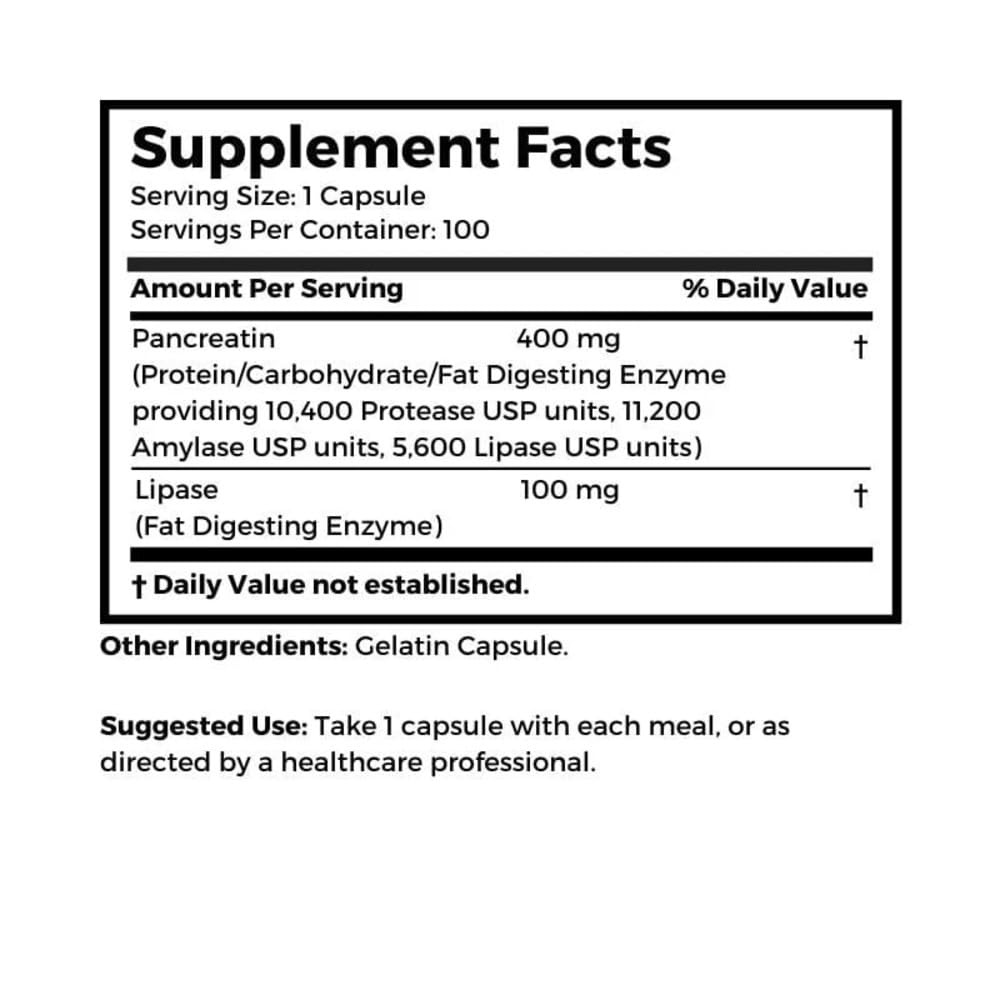 Dr Clark Pancreatin and Lipase Enzyme Supplement 500mg - 100 Capsules - image 4