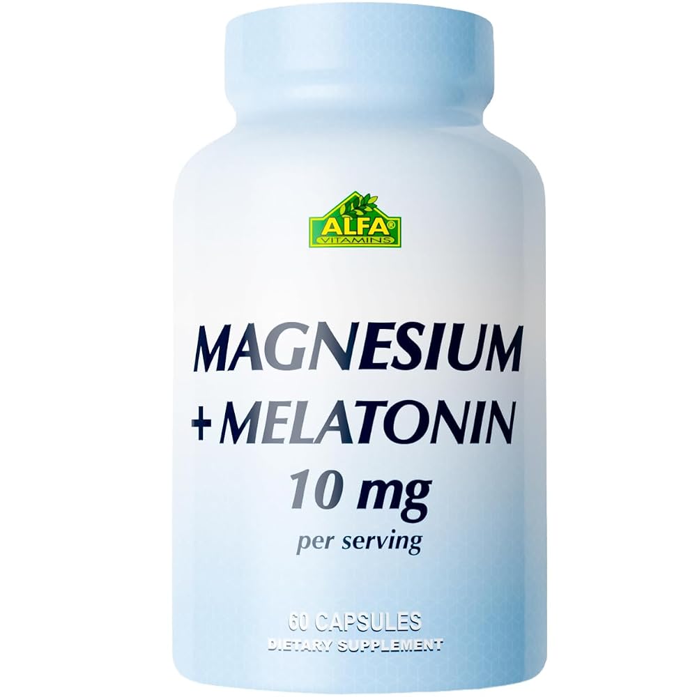 ALFA VITAMINS Magnesium Plus Melatonin 10 mg Sleep Support - 60 Capsules