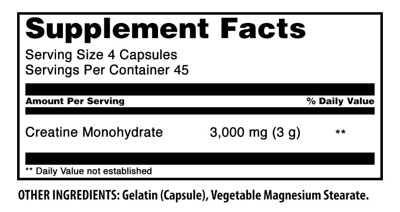 Amazing Formulas Creatine Monohydrate 3000 Mg Per Serving Capsules