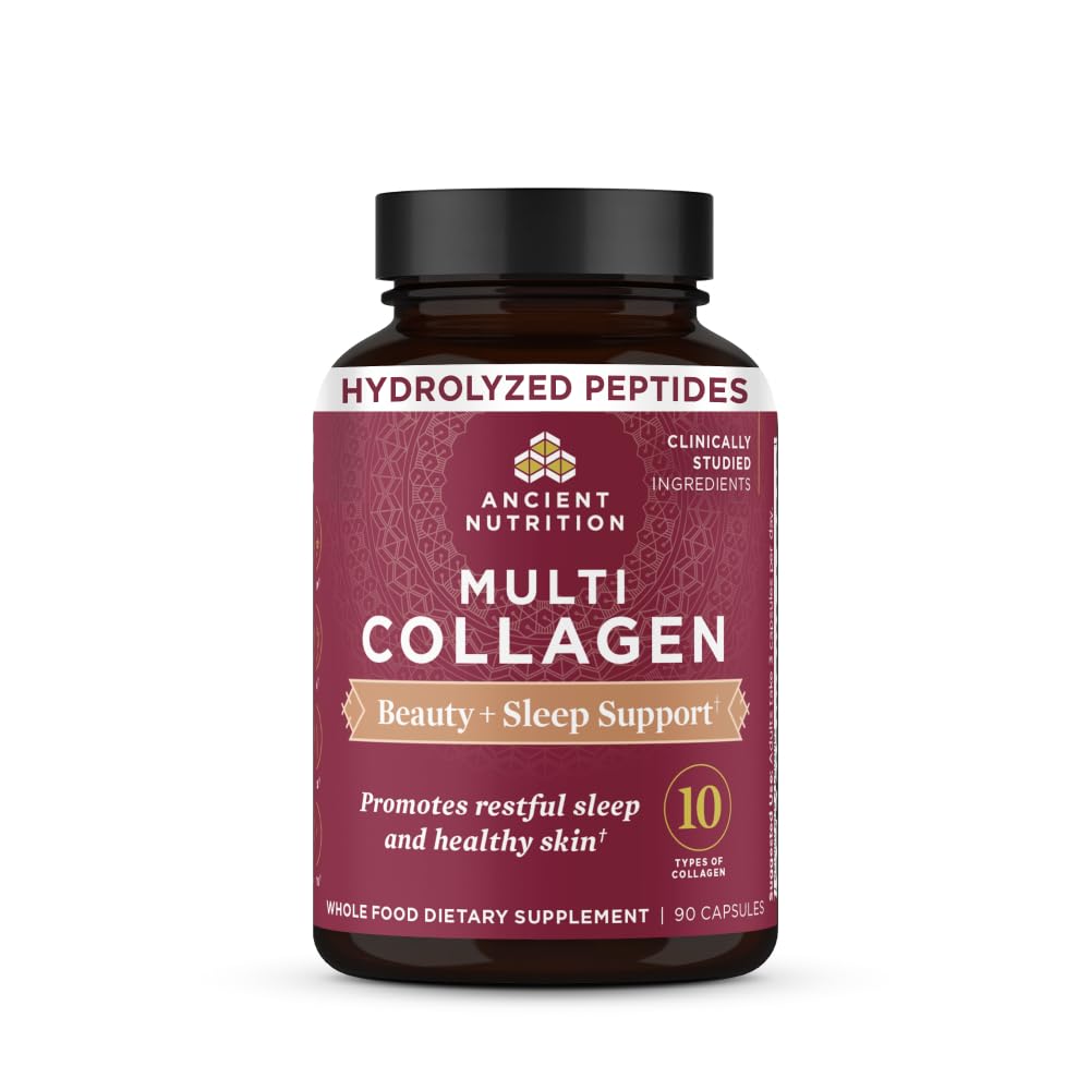 Ancient Nutrition Multi Collagen Peptides Capsules for Beauty & Sleep