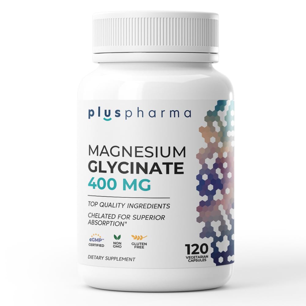 PlusPharma Magnesium Glycinate 400mg - 120 Vegetarian Capsules