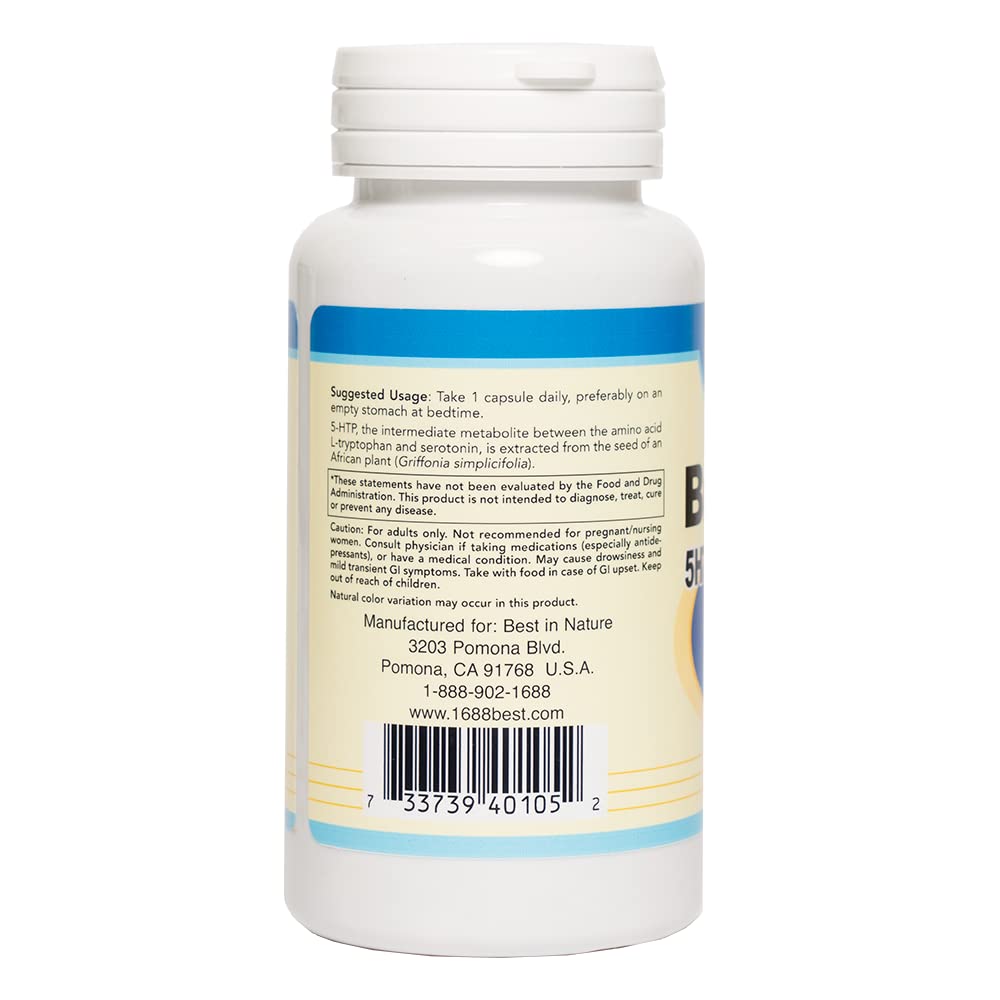 Best in Nature BrightUp-5 HTP Mood Support - 60 Capsules - image 3