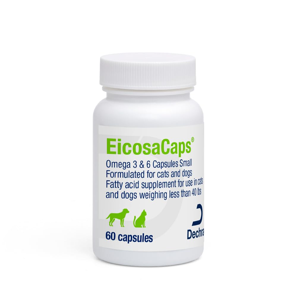 Dechra EicosaCaps Omega 3 & 6 for Dogs and Cats Under 40 lbs - 60 Capsules